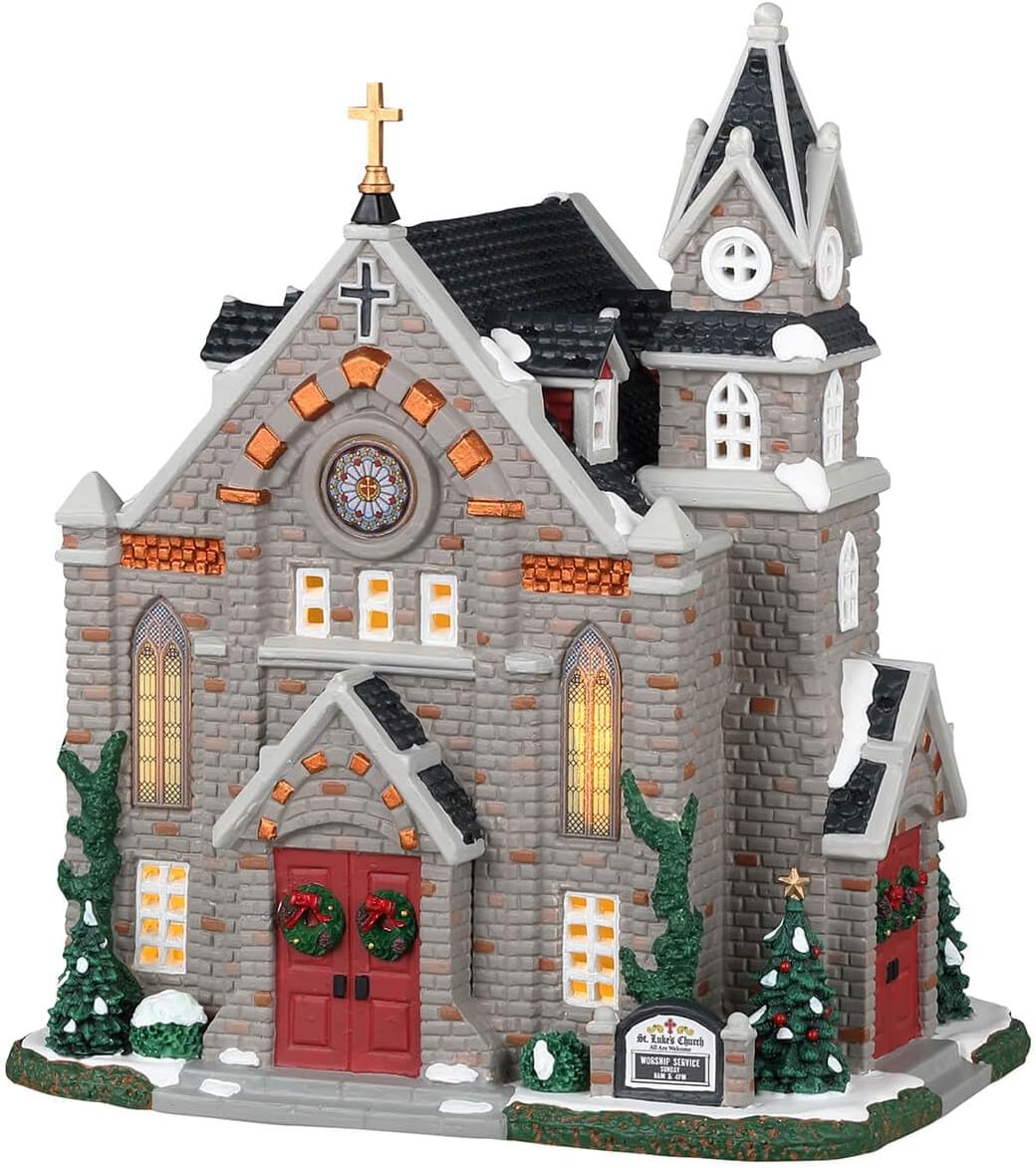 Lemax St. Luke's Church Figurine - Charming Holiday Decor | Perfect for Christmas Displays