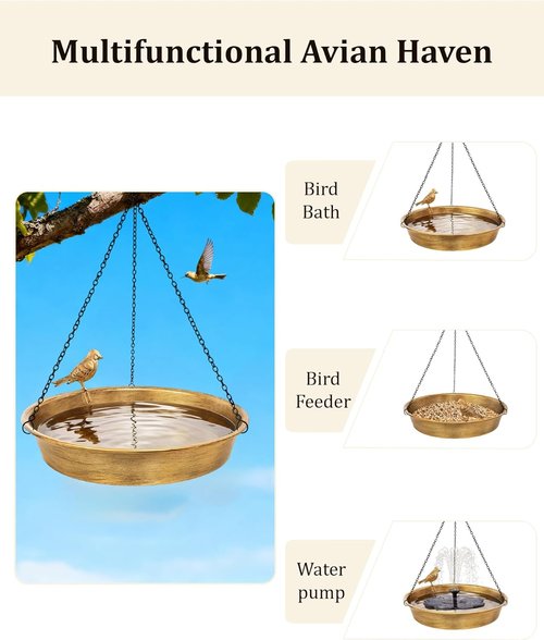 Antique Bronze Metal Bird Bath by [Brand Name] - Elegant Outdoor Bird Feeder Garden Decor | 11.5" Diameter