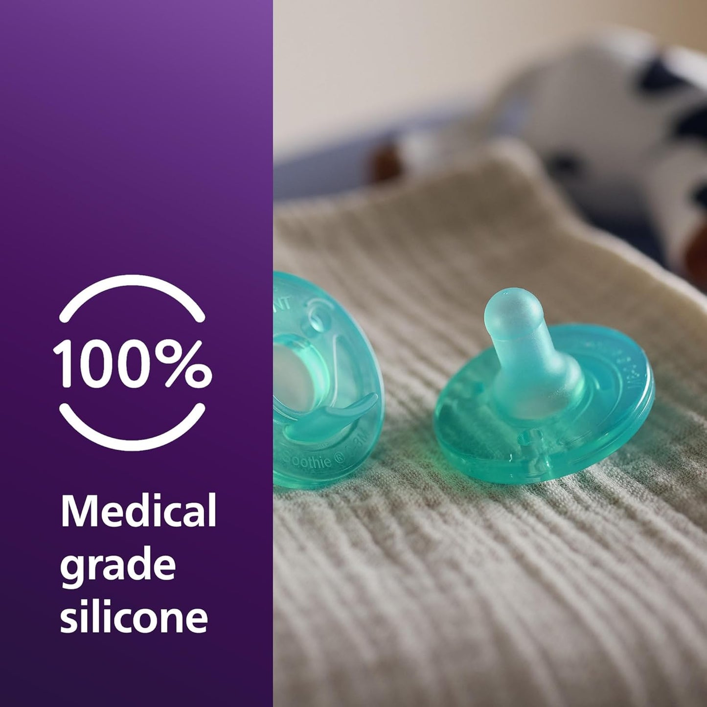 Philips Avent Soothie Baby Pacifiers - 100% Silicone, BPA-Free, Extra Durable, Green | 4 Pack for 0-3 Months