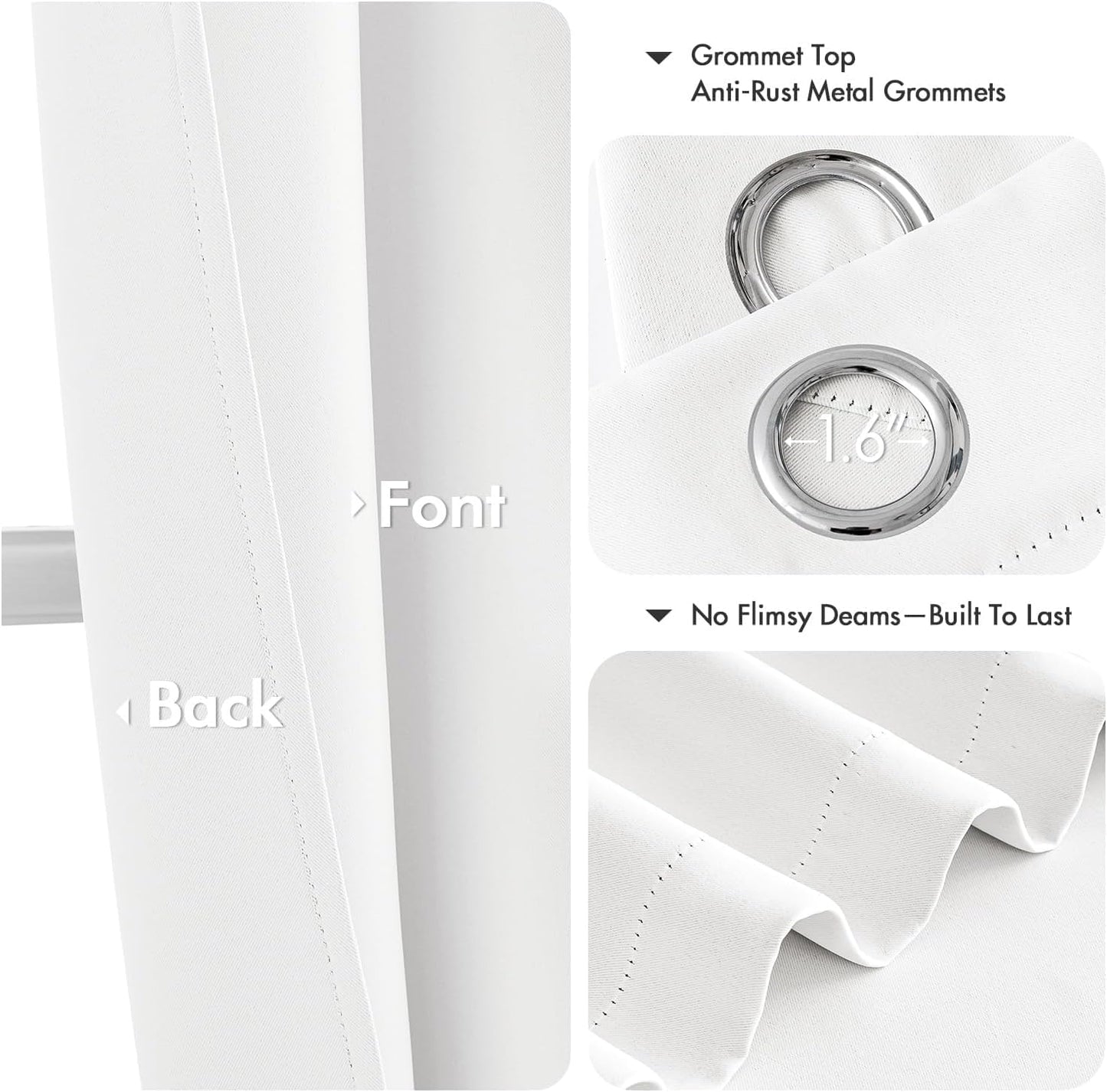 MIULEE Blackout Curtains - Thermal Insulated Room Darkening Drapes | Pure White, 84 Inches Long, 2 Panels