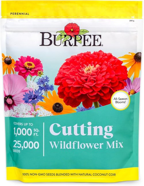 Burpee Wildflower Seeds Cutting Mix - 25,000 Non-GMO Seeds | 15 Varieties | Covers 1,000 Sq. Ft.