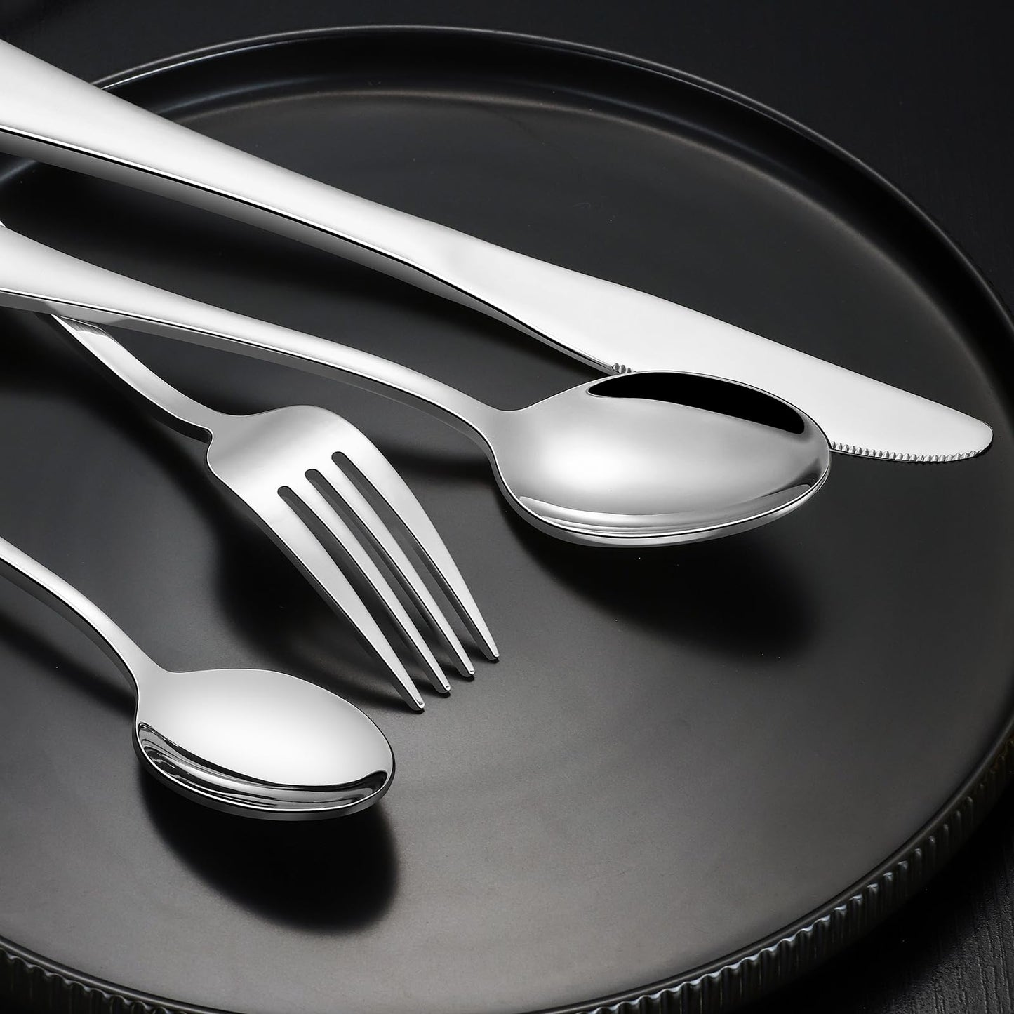 40-Piece Silverware Set, CXJY Stainless Steel Flatware Cutlery Set Service for 8, Utensils Include Knife Fork Spoon, Mirror Polished, Dishwasher Safe