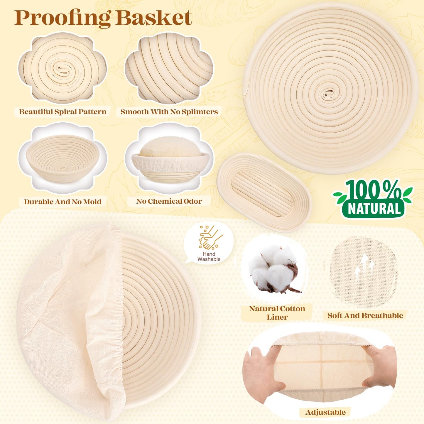 Sourdough Starter Kit, Sourdough Bread Baking Supplies, Sour Dough Starter Kits, Pink Sourdough Kit, Baking Gifts for Women, Bread Proofing Basket, Sour Dough Bread Making Kit Tools Baking Set