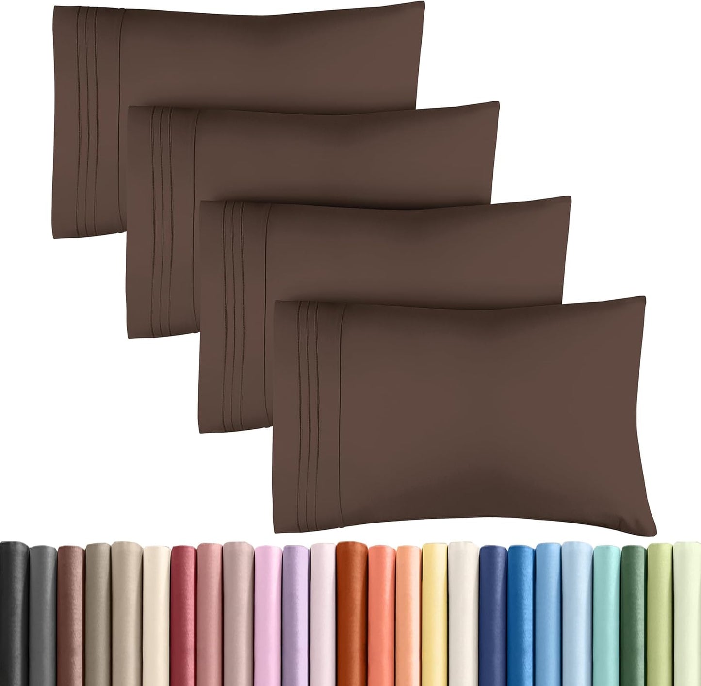 King Pillow Cases by [Brand Name] - Ultra Soft Hotel Quality Covers | Cozy, Wrinkle-Free & Fade Resistant - 4 Piece Set in Brown