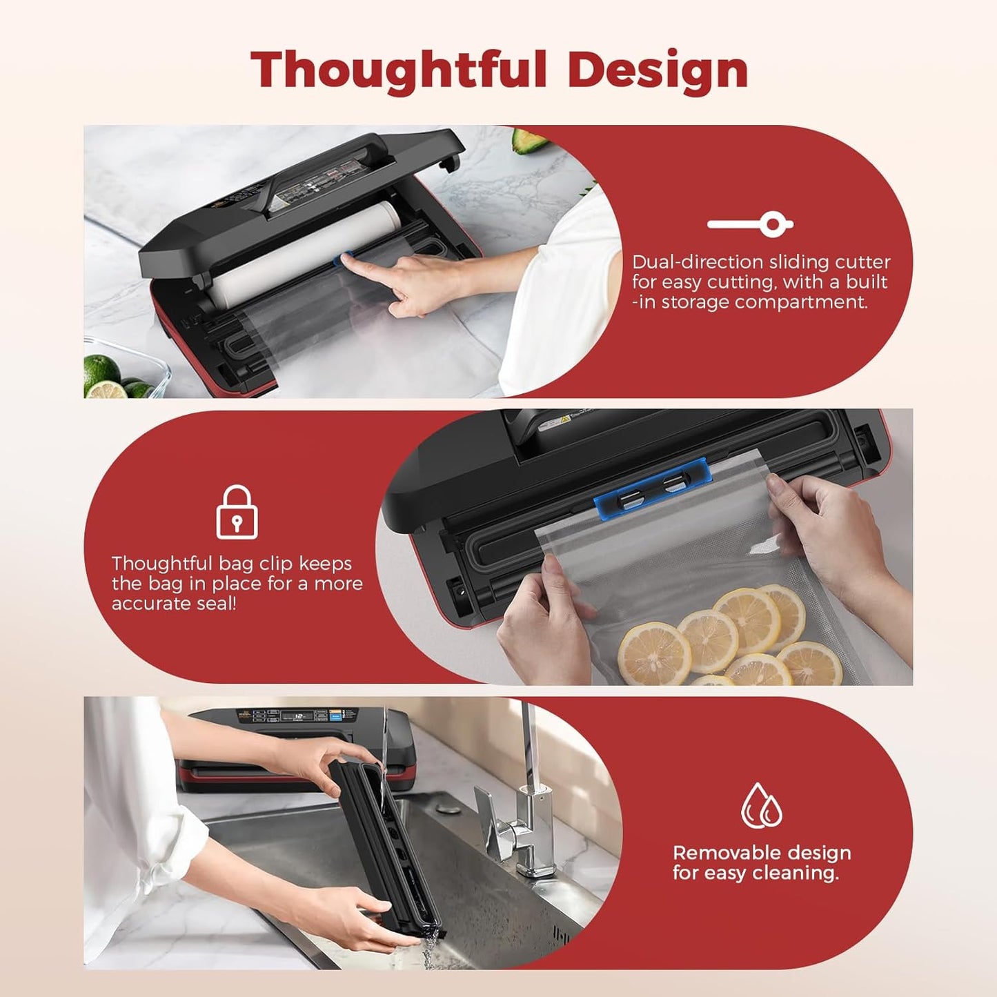 Vacuum Sealer Machine - 95KPa Automatic Food Sealer with Dual 12mm Heat Seal | 10-in-1 Modes & Built-in Cutter