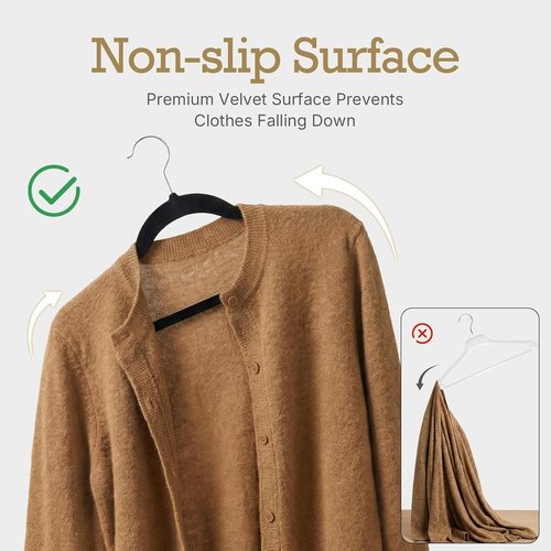 HOUSE DAY Black Velvet Hangers - 240 Pack Premium Non-Slip Felt Clothes Hangers | Heavy Duty, Space Saving