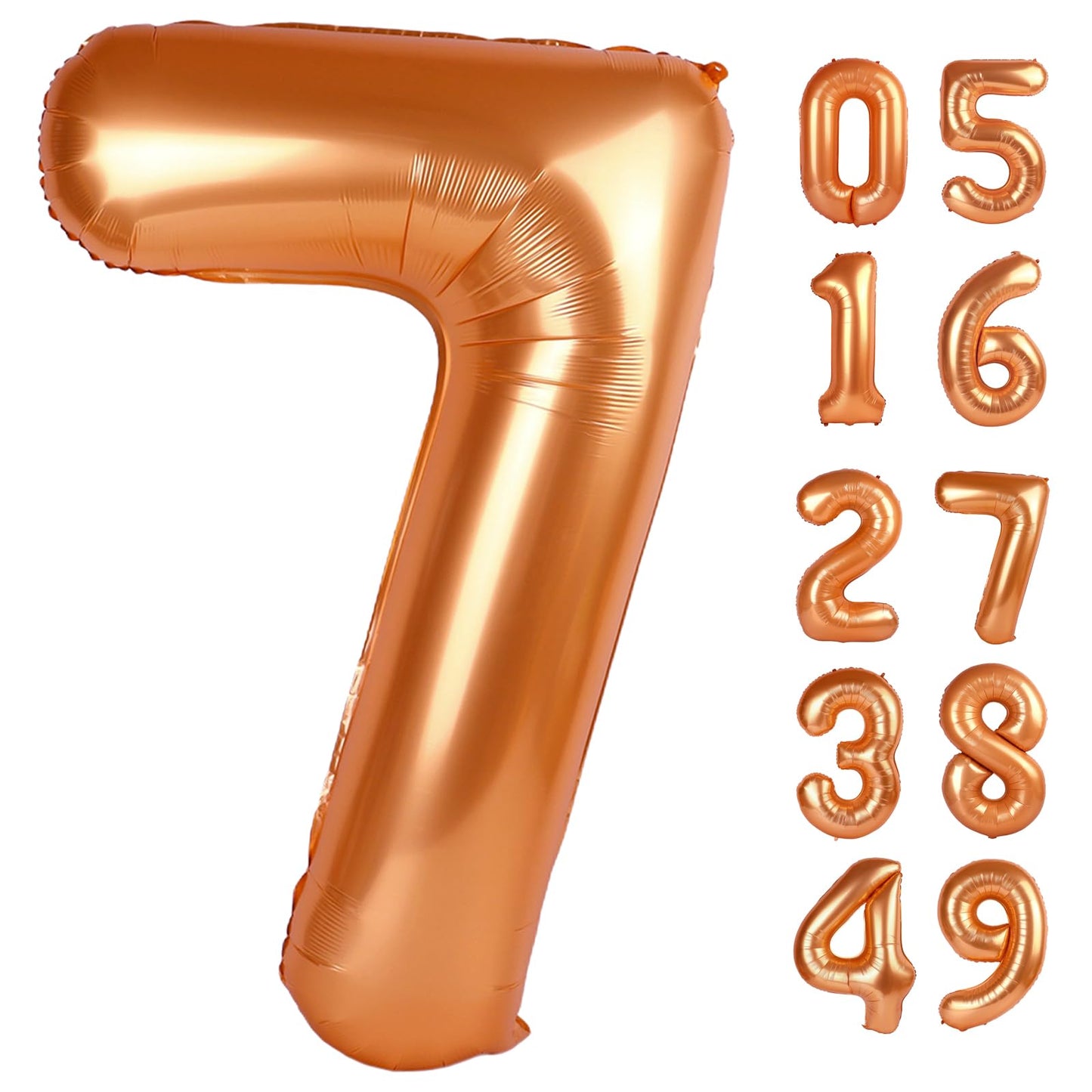 Orange 7 Balloon, Number Balloon 40 Inch, Orange Party Decorations, 7th Number Seven Birthday Decorations, Number 7