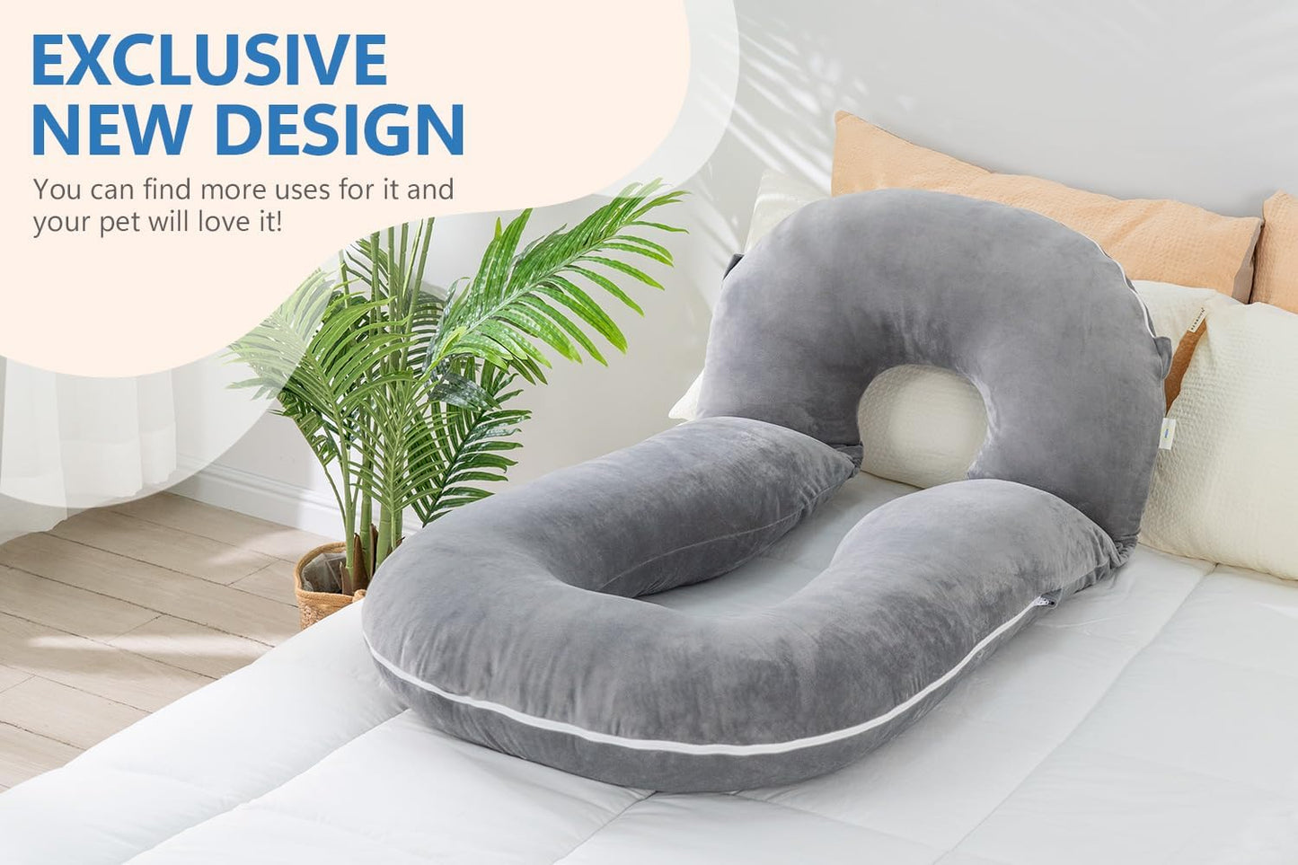 INSEN Pregnancy Pillows, Detachable Body Pillow for Sleeping, Nurse & Relax, Multi-Use Pregnancy Pillows for Pregnant Women, Grey