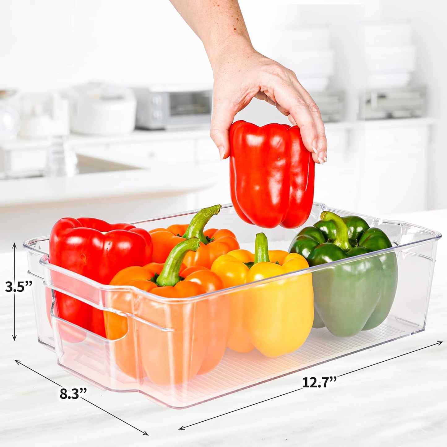 Zulay Kitchen Clear Refrigerator Organizer Bins - Large BPA-Free, Durable Storage Containers (4 Pack)