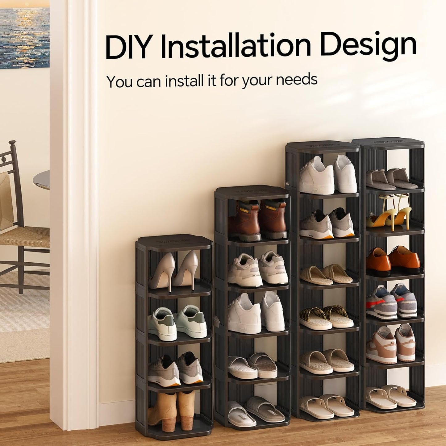 Kitstorack 10-Tier Stackable Shoe Rack - Free Standing Vertical Organizer for Small Spaces