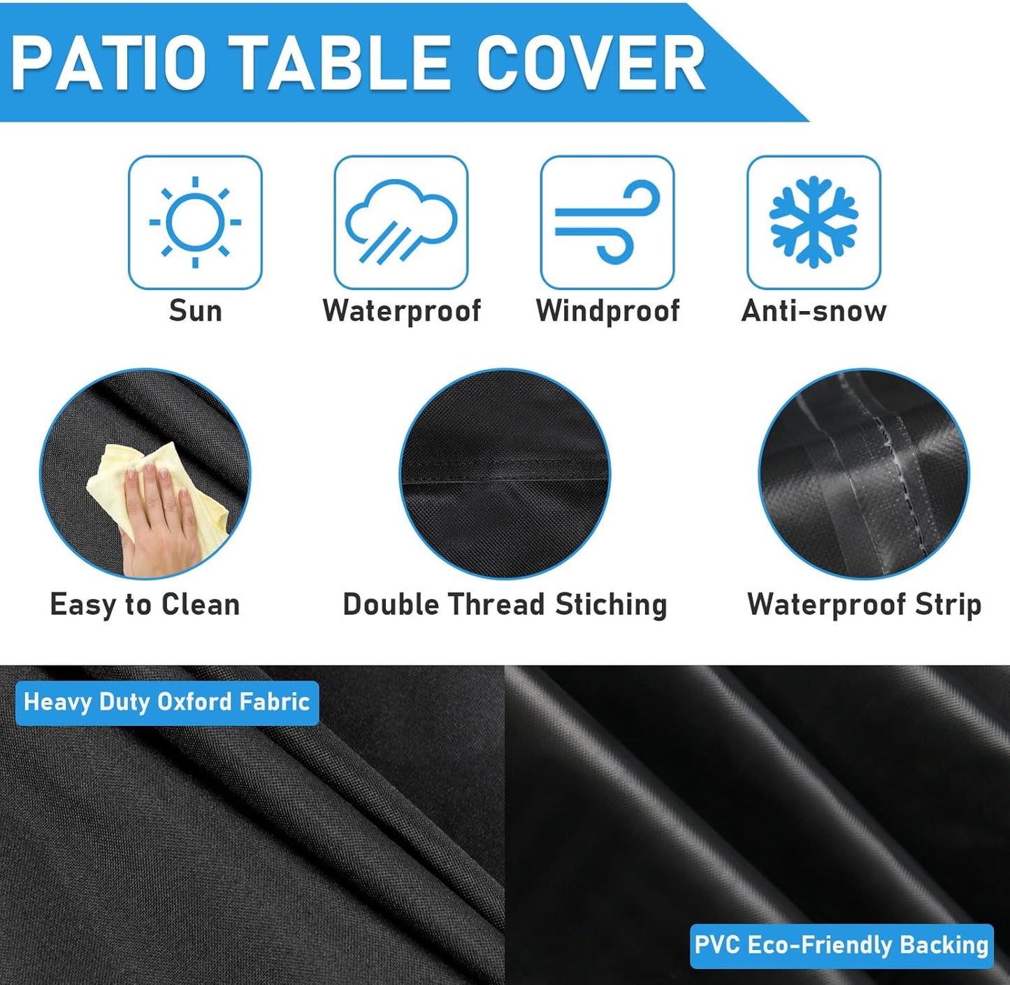 Outdoor Square Table Cover - Waterproof Heavy-Duty Protection for 44-Inch Patio Tables