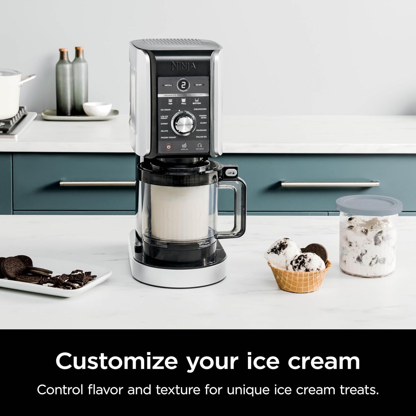 Ninja CREAMi Deluxe Ice Cream Maker - 11-in-1 Frozen Treat Machine with 4 Family-Sized Tubs | XL Capacity, Silver