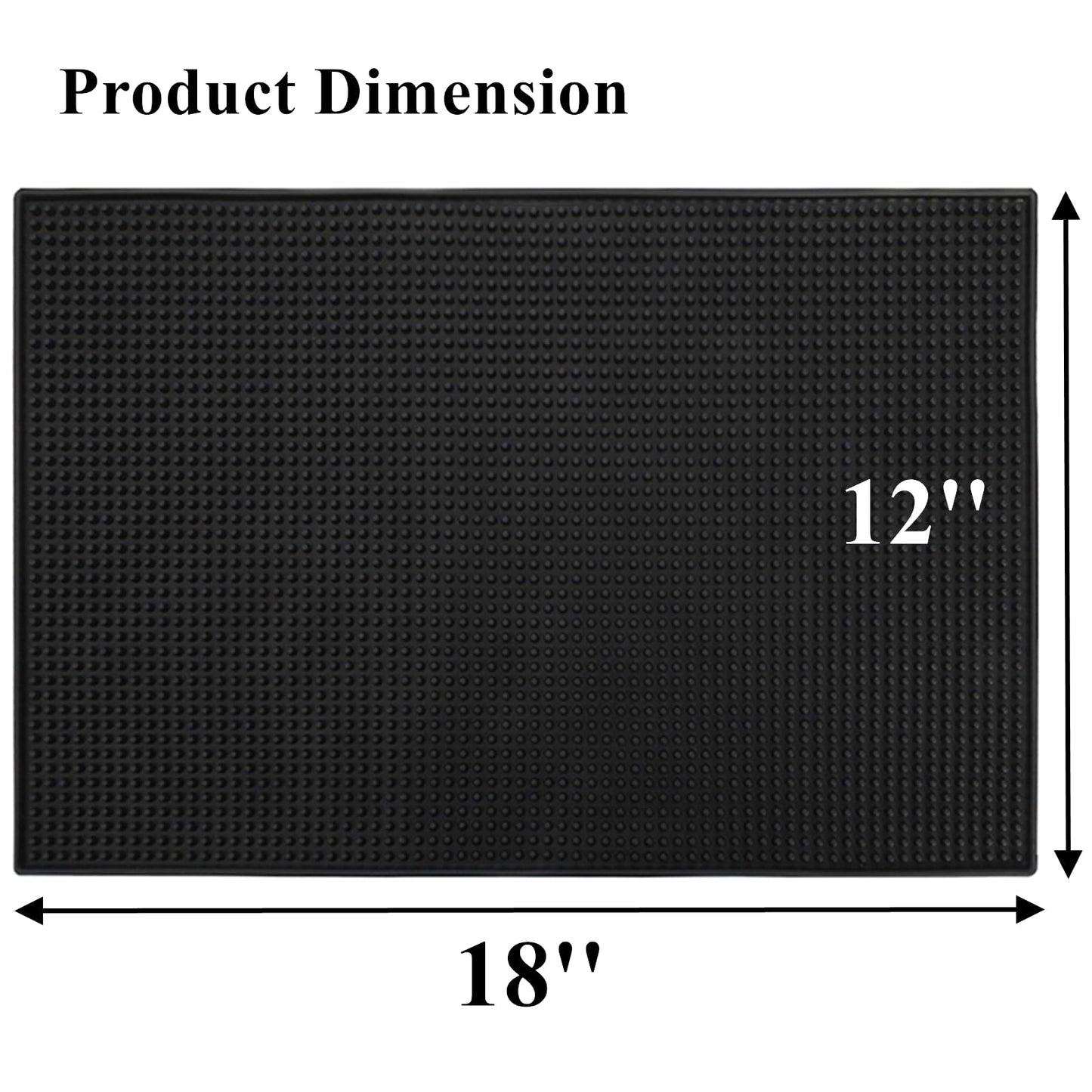 Tebery 2 Pack Black Bar Mat, 18" x 12" Rubber Dish Drying Mat for Countertop, Non Slip Cocktail Service Spill Mats for Bartending, Coffee Bar Mats Accessories for Home Kitchen