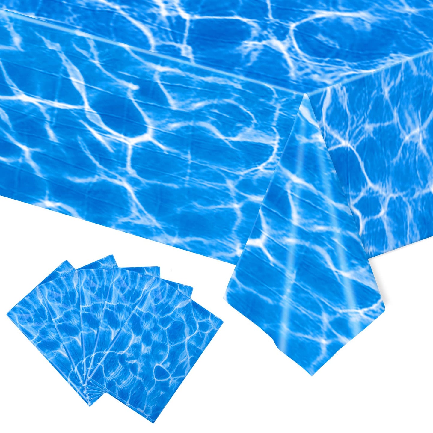 Kesfey 5 Packs Ocean Wave Tablecloth 54 x 108 Inch Water Print Plastic Table Cloth Scratch Resistant Ocean Party Table Covers With Sea Background For Beach Birthday Party Decoration Wallpaper Supplies