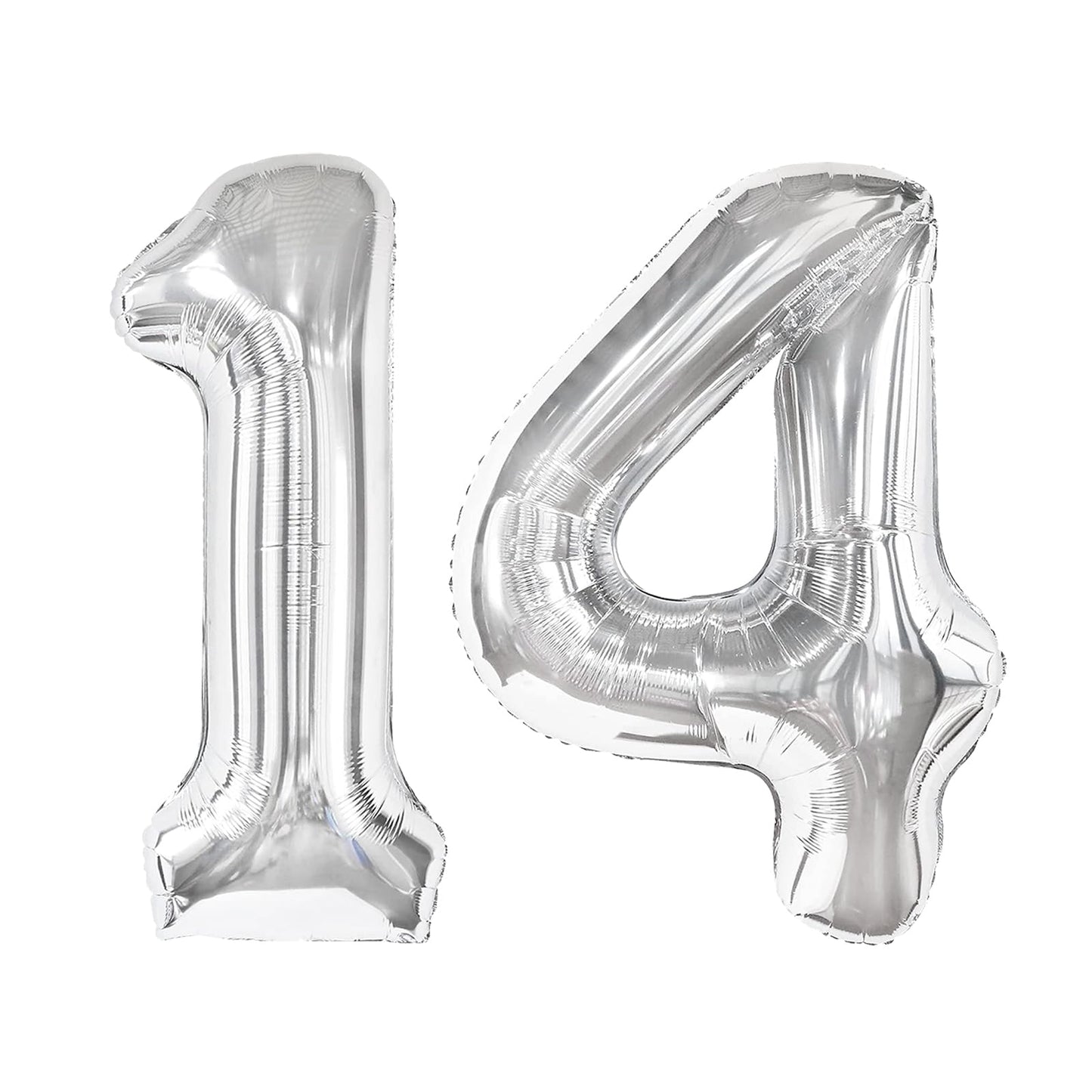 Silver Number 14 Balloon 40 inch, 14 Number Balloons, 14th Silver Birthday Decorations for Girls Boys Kids, 14 Year Old Silver Party Supplies