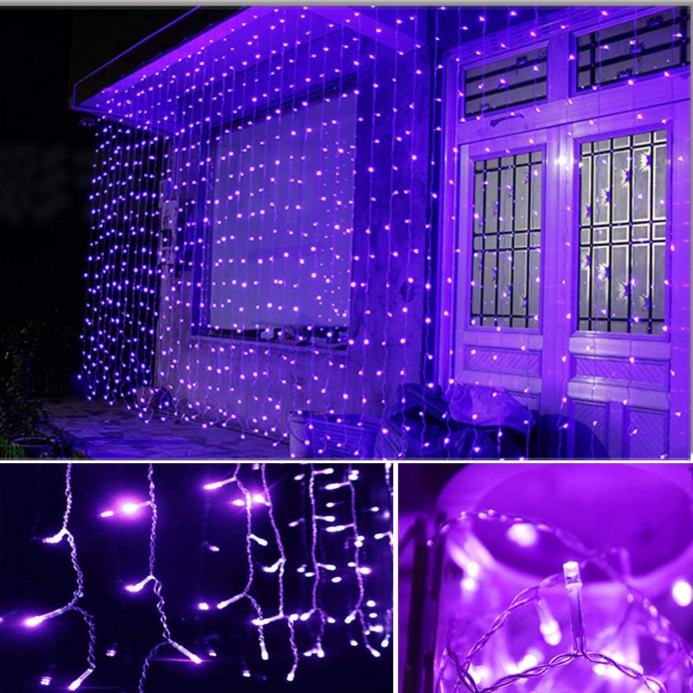 300 LED Twinkle Star Curtain String Lights - Warm White for Wedding, Home & Garden Decor