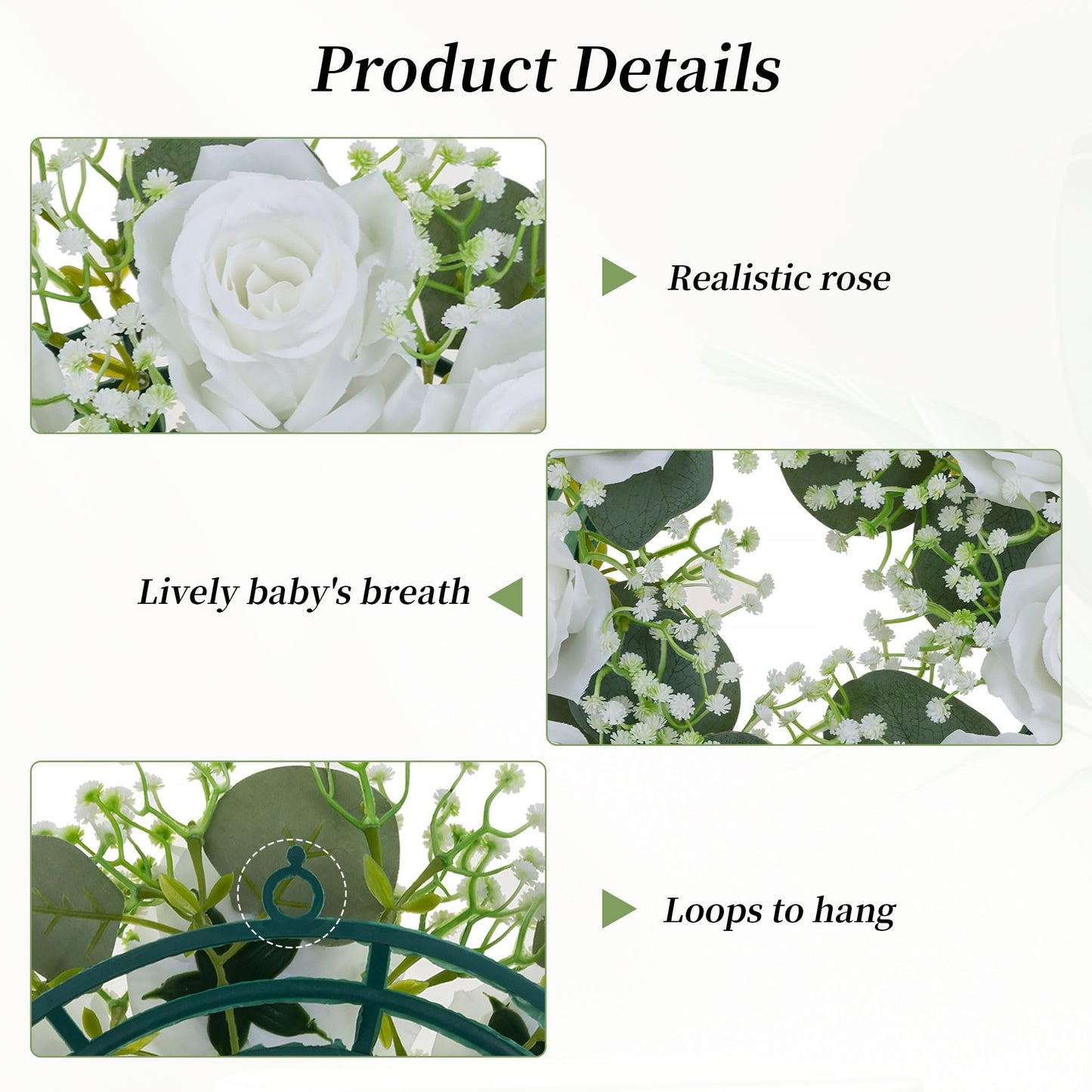 BLOSMON Wedding Flower Rings Centerpiece: 10 Pcs 14 Inch Diam Large Dusty Pink White Rose Babys Breath Fake Flowers Candle Rings Wreaths for Home Party Table Decor Artificial Spring Floral Wreath