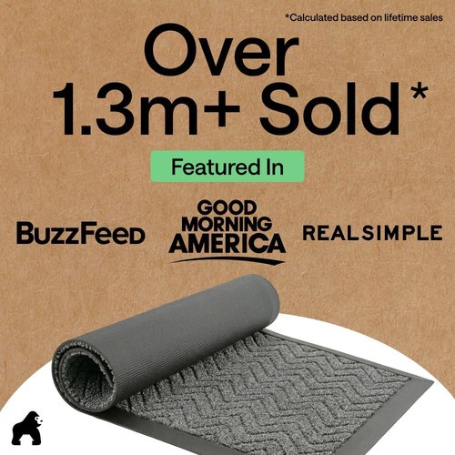 GORILLA GRIP Waterproof All-Season WeatherMAX Doormat - Durable Natural Rubber, 72x24, Easy Clean Indoor/Outdoor Mat