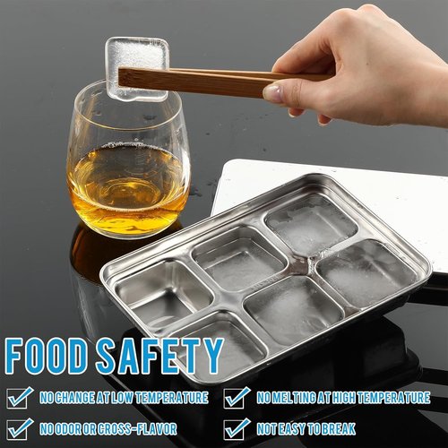 Domensi Stainless Steel Ice Cube Trays - 4 Pack Durable Molds with Lid for Easy Release | Dishwasher Safe