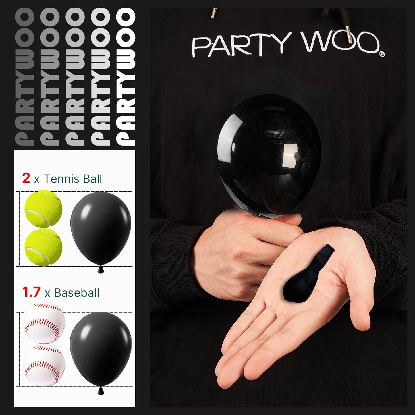 PartyWoo Black Balloons 100pcs 5 Inch Black Matte Latex Helium Balloons for Birthday Wedding Anniversary Graduation Bachelorette Engagement Bridal Shower Retirement Party Decorations Black-Y18