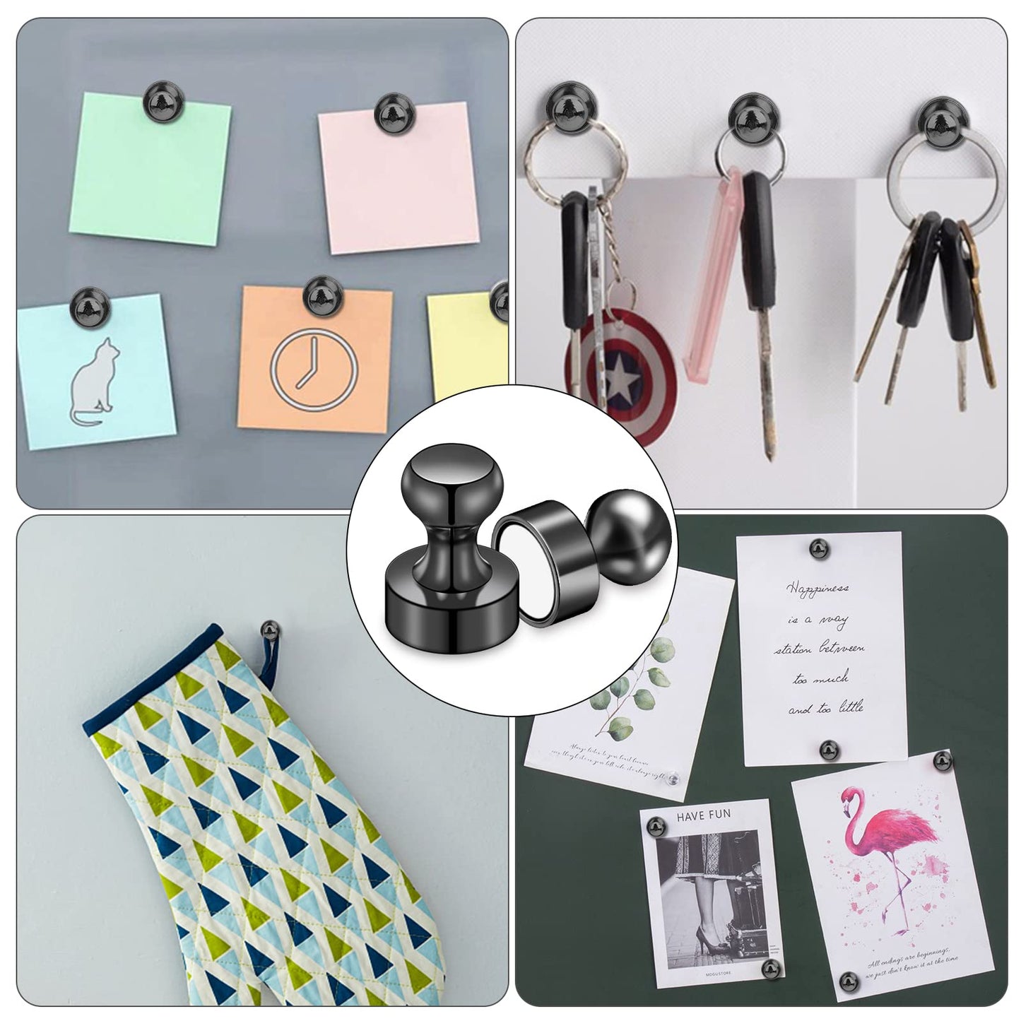 LOVIMAG Fridge Magnets 20Pcs Refrigerator Whiteboard Small Strong Magnet Classroom Kitchen Accessories Decorative Locker Set Decor Must Haves Office Calendar Refrigerador Magnetic Cute Crafts Black