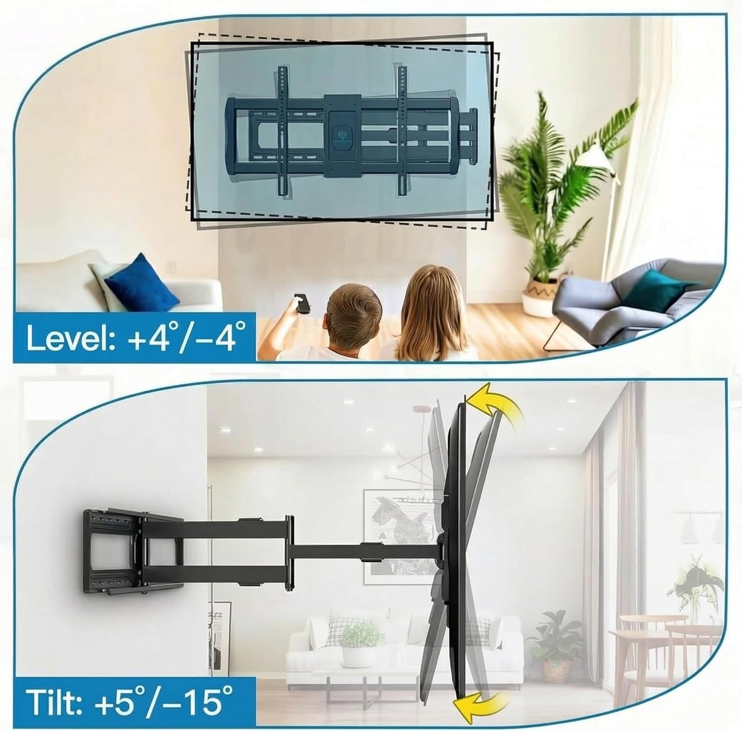 Perlesmith Long Arm TV Wall Mount - Full Motion Design for 42-90 Inch TVs | 42.72 Inch Extension, Max VESA 800x400mm, 150 lbs Capacity