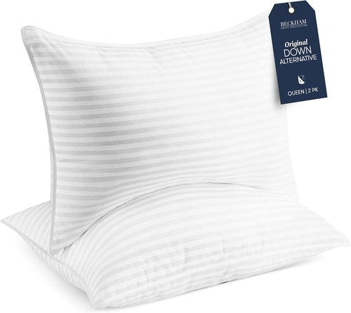 Beckham Hotel Collection Bed Pillows - Soft Down Alternative Set of 2 for Standard/Queen Size | Ideal for All Sleep Positions