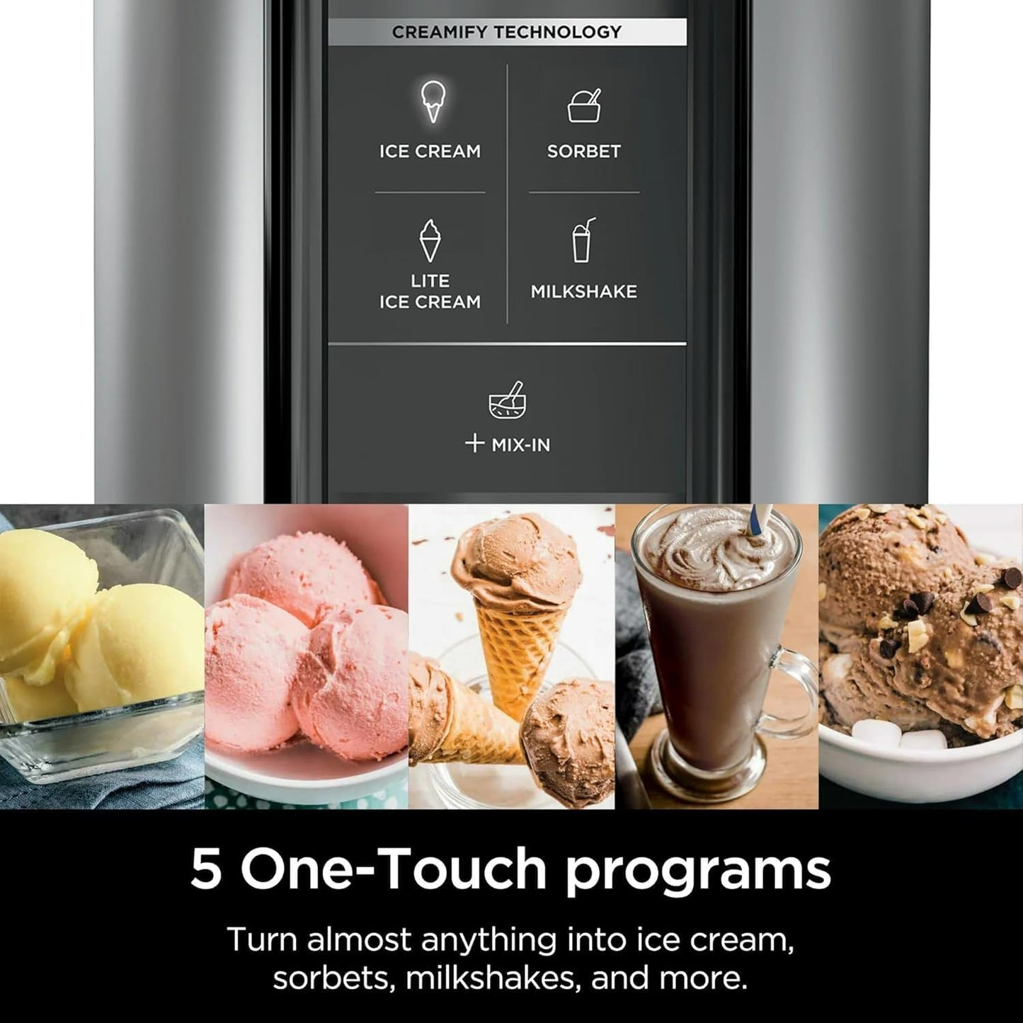 Ninja CREAMi Ice Cream Maker - 5 One-Touch Programs | Includes 2 Pints & Lids - White NC300