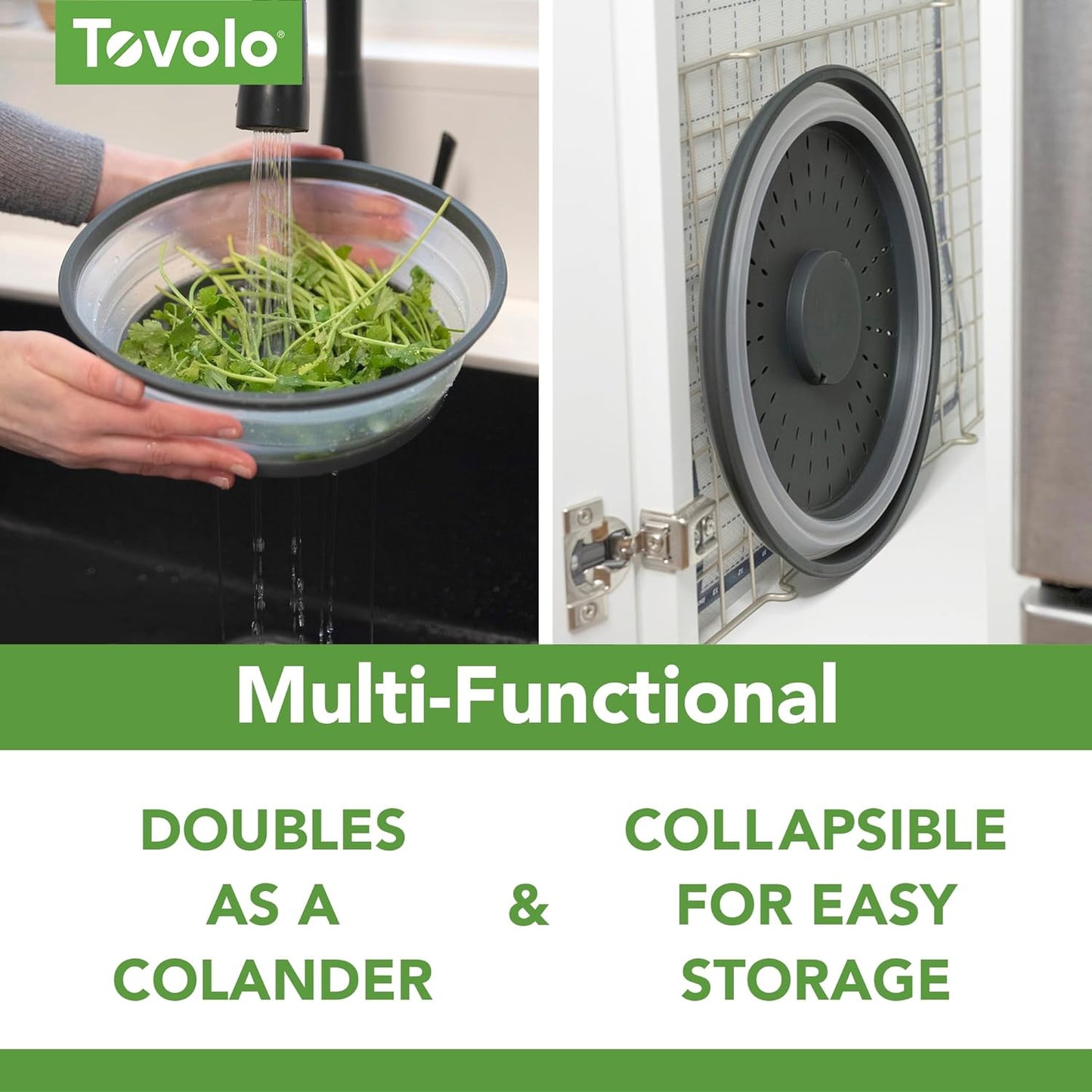 Tovolo Microwave Splatter Cover - Collapsible Vented Silicone Lid | Medium Charcoal - BPA-Free Kitchen Essential