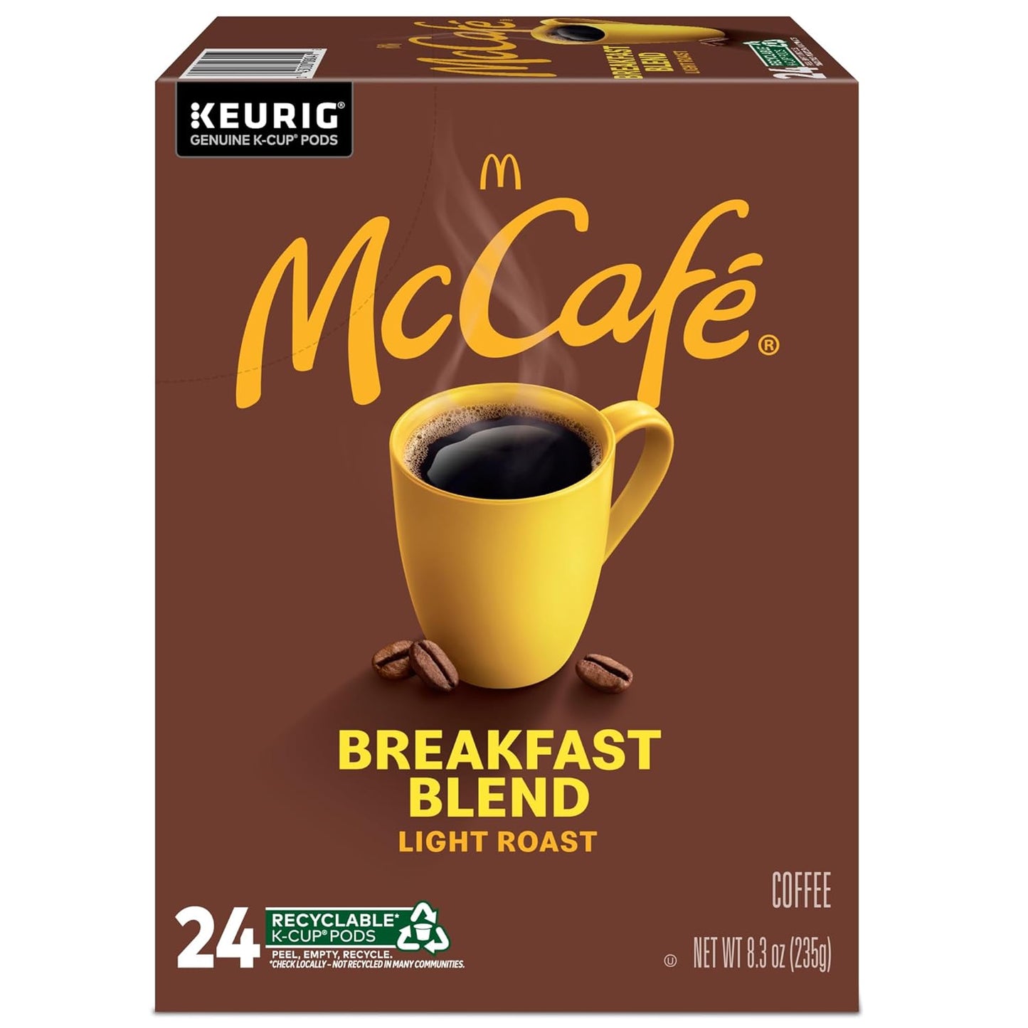 McCafe Breakfast Blend Coffee - Light Roast Keurig K-Cup Pods | 96 Count (4 Packs of 24)