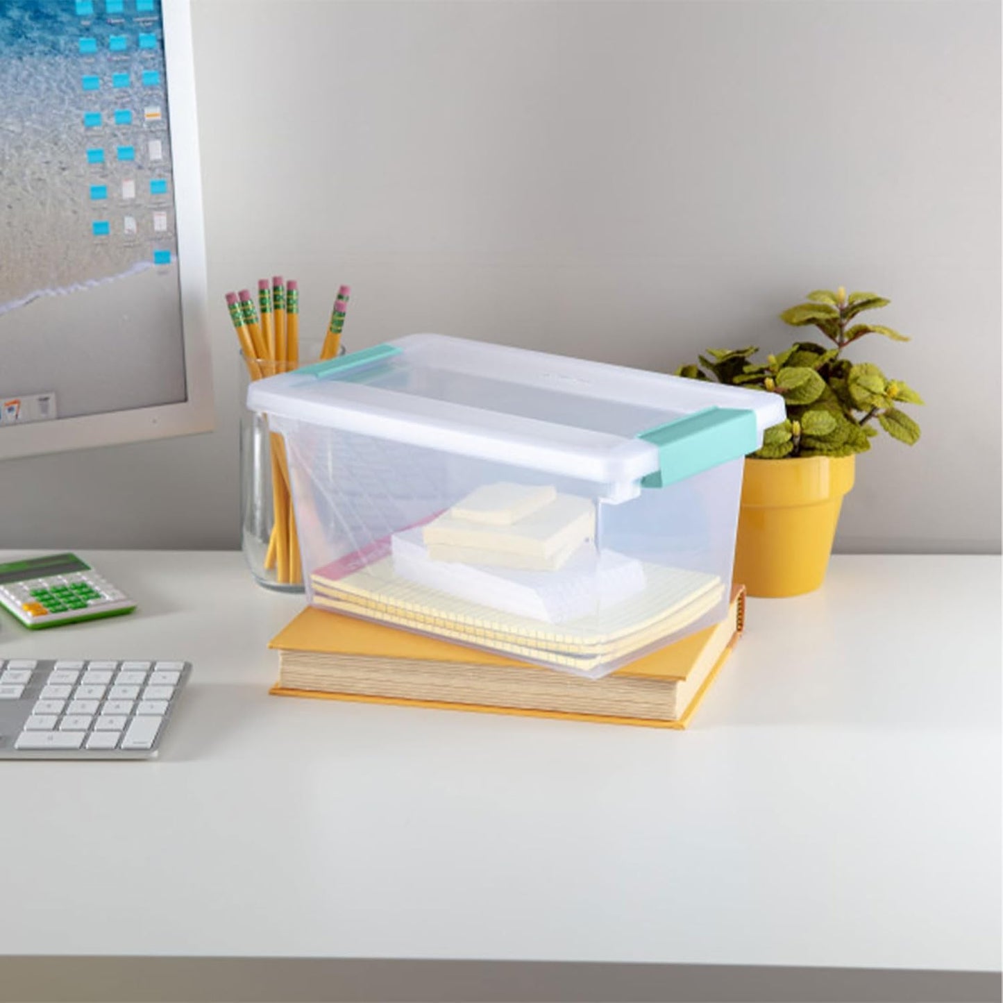 Sterilite Clip Box Set - Stackable Clear Plastic Bins with Latching Lids | Medium Storage for Arts, Crafts, and Office Organization
