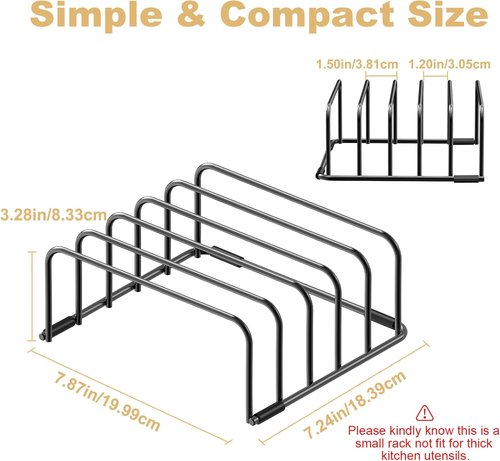Fikoksol Cutting Board Organizer - Heavy Duty Metal Rack for Baking Sheets & Plates | 2-Pack Black