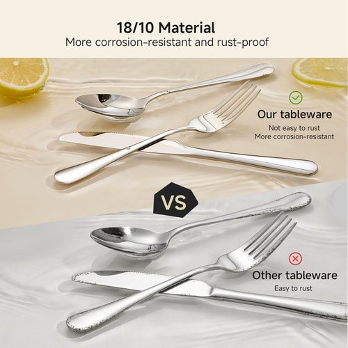 HIKAA 16-Piece Dinner Forks Set, 8-Inch 18/10 Stainless Steel Forks, Mirror Polished Dishwasher Safe Silverware Forks for Home, Restaurant, Party