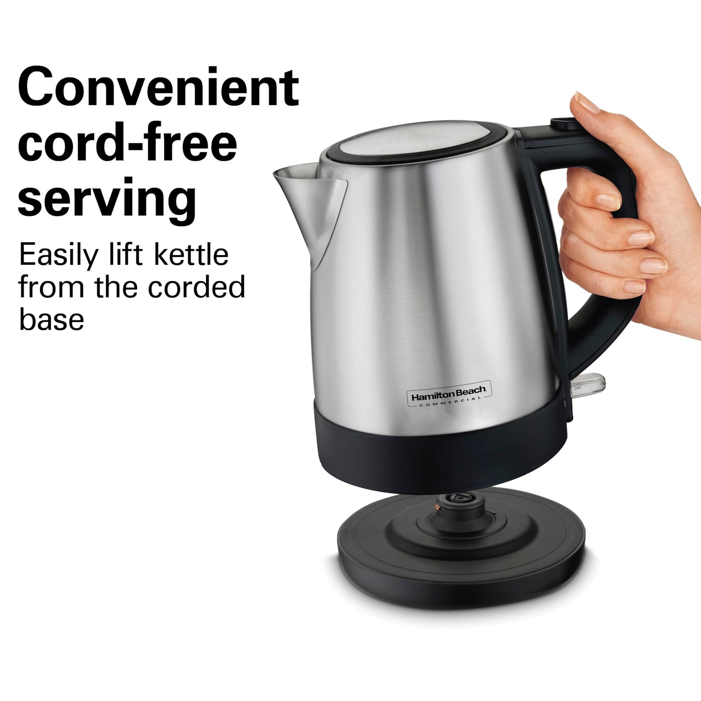 Hamilton Beach Commercial HKE110 1 Liter Hot Water Tea Kettle, Hospitality Rated, Stainless Steel