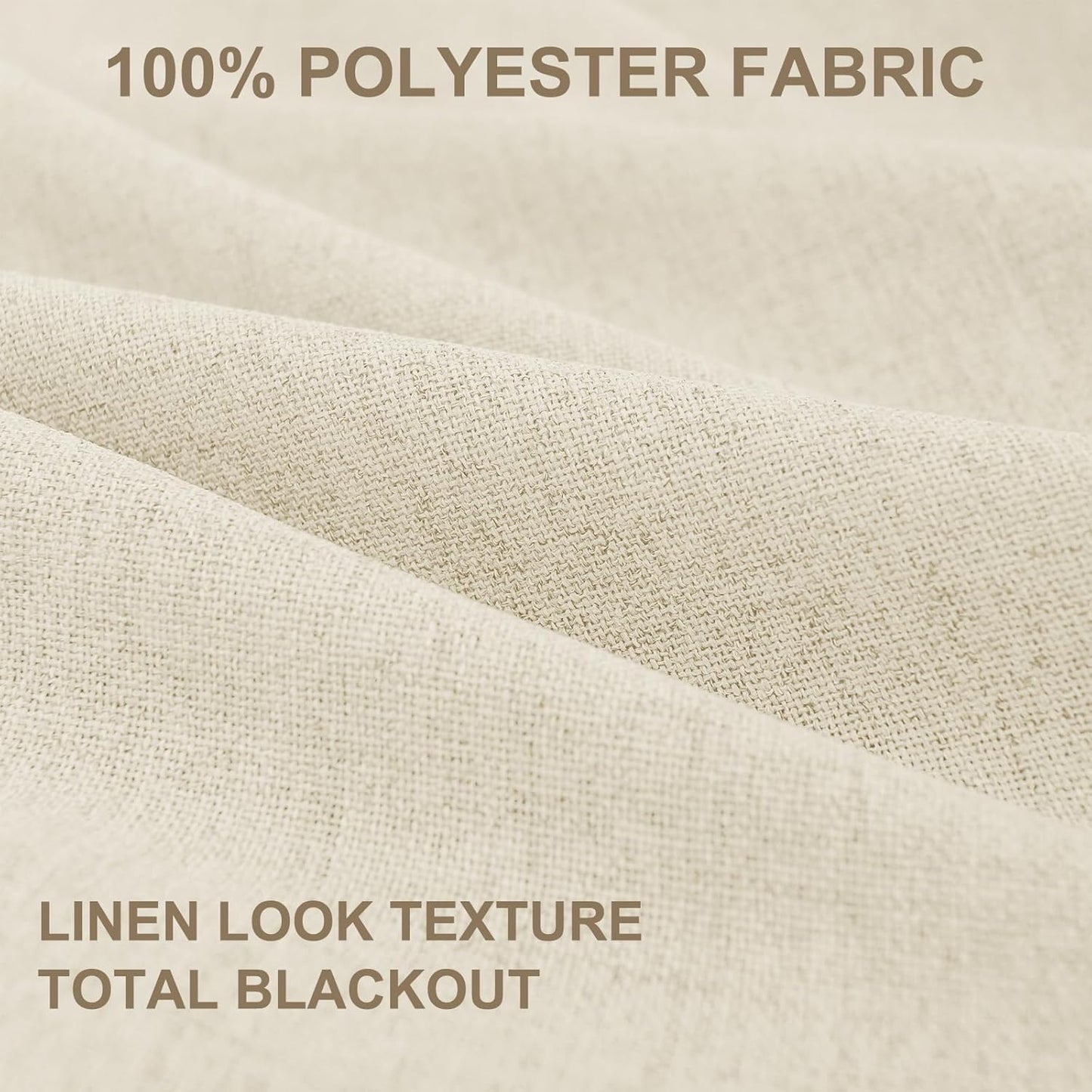 Skiennix 100% Blackout Linen Curtains - Thermal Insulated Drapes for Bedroom | 50" W x 84" L, Light Cream, 2 Panels Set