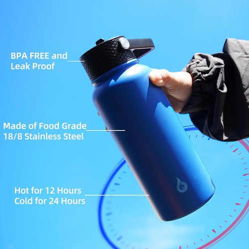 BJPKPK Insulated Water Bottles - 40oz Stainless Steel with Straw Lid | BPA-Free, Leakproof, Army Green