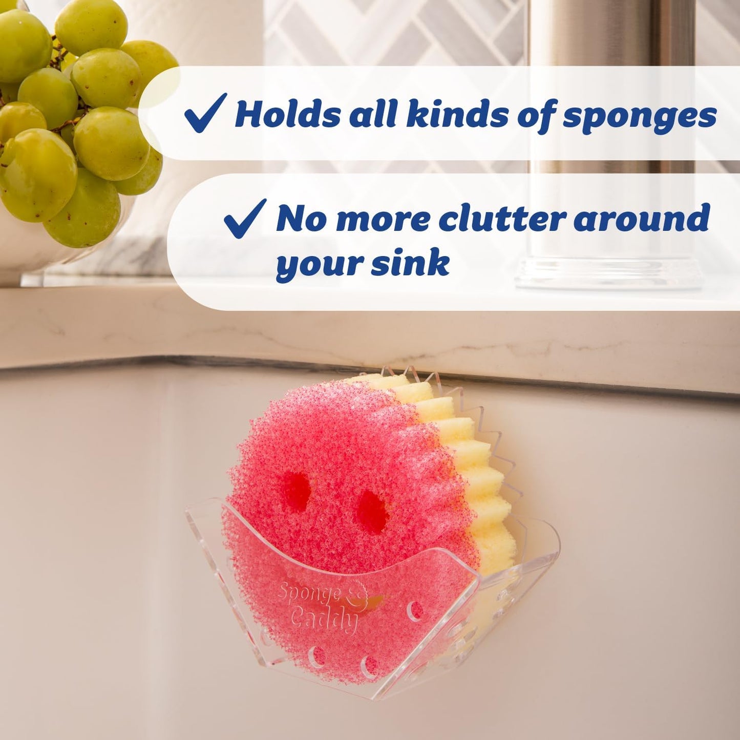 Scrub Daddy Sponge Holder - Self-Draining Kitchen Caddy with Universal Suction | Dishwasher Safe (1 Count)