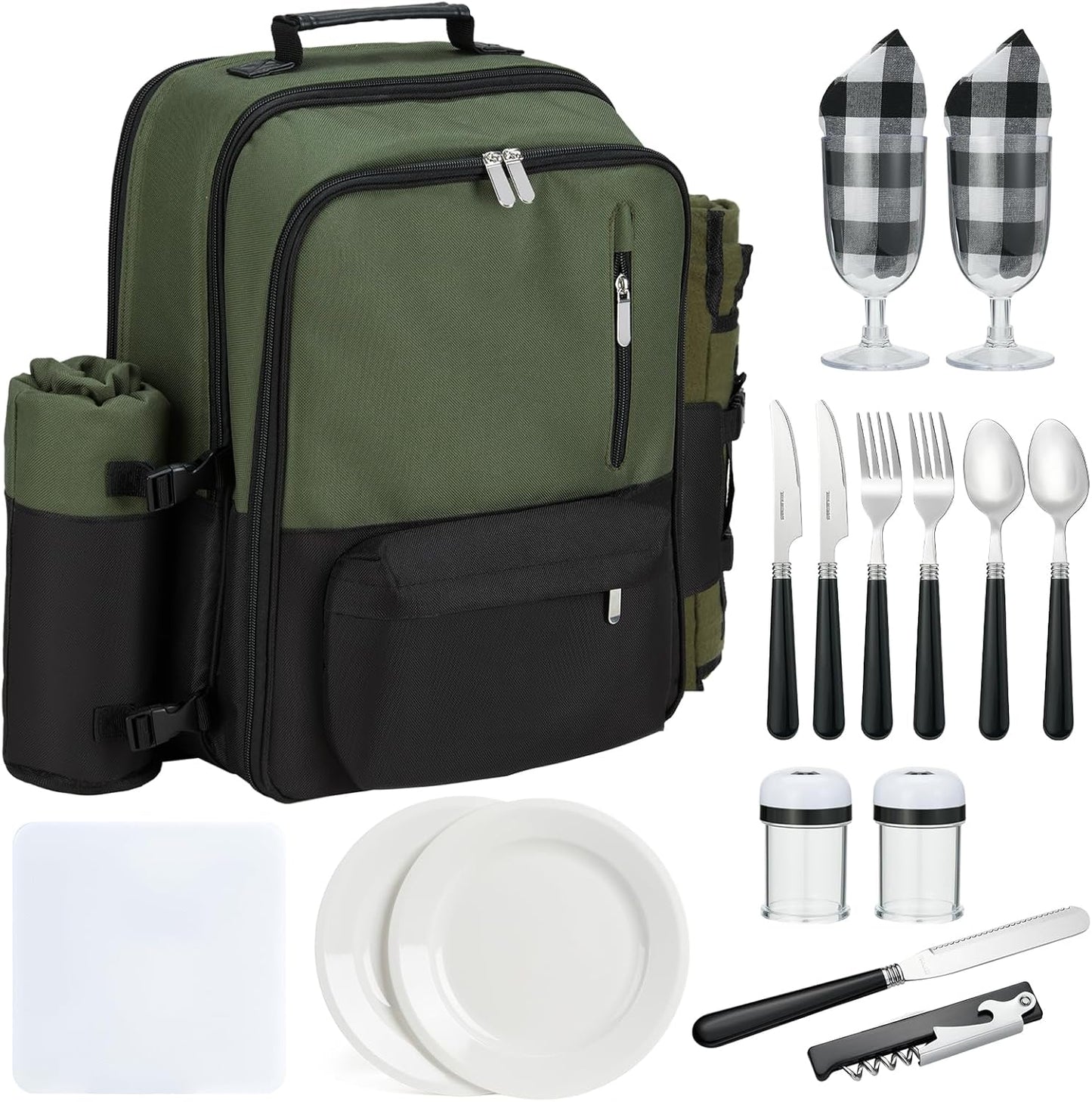 Couple Gifts 22L Picnic Basket Set, Grey Insulated Picnic Backpack for 2, Leak Proof Cooler Camping Gifts, Cool Bridal Shower Gifts Anniversary Engagement Wedding Gifts for Couples, Mr and Mrs Gifts