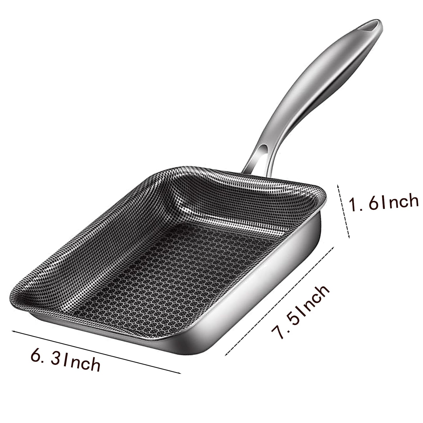 Toutrop 316 Stainless Steel Omelette Pan, Egg Pan Skillet, Square Cooking Pans Nonstick for Making Omelets, PFOA-Free