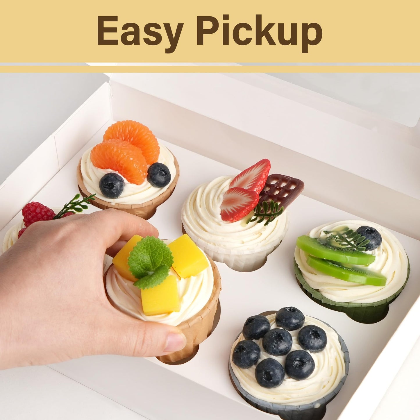 LotFancy 12 Pack Cupcake Boxes 6 Count, Auto-Pop up Cupcake Containers with Window Holding 72 Standard Cupcakes, Food Grade Disposable Pastry Boxes