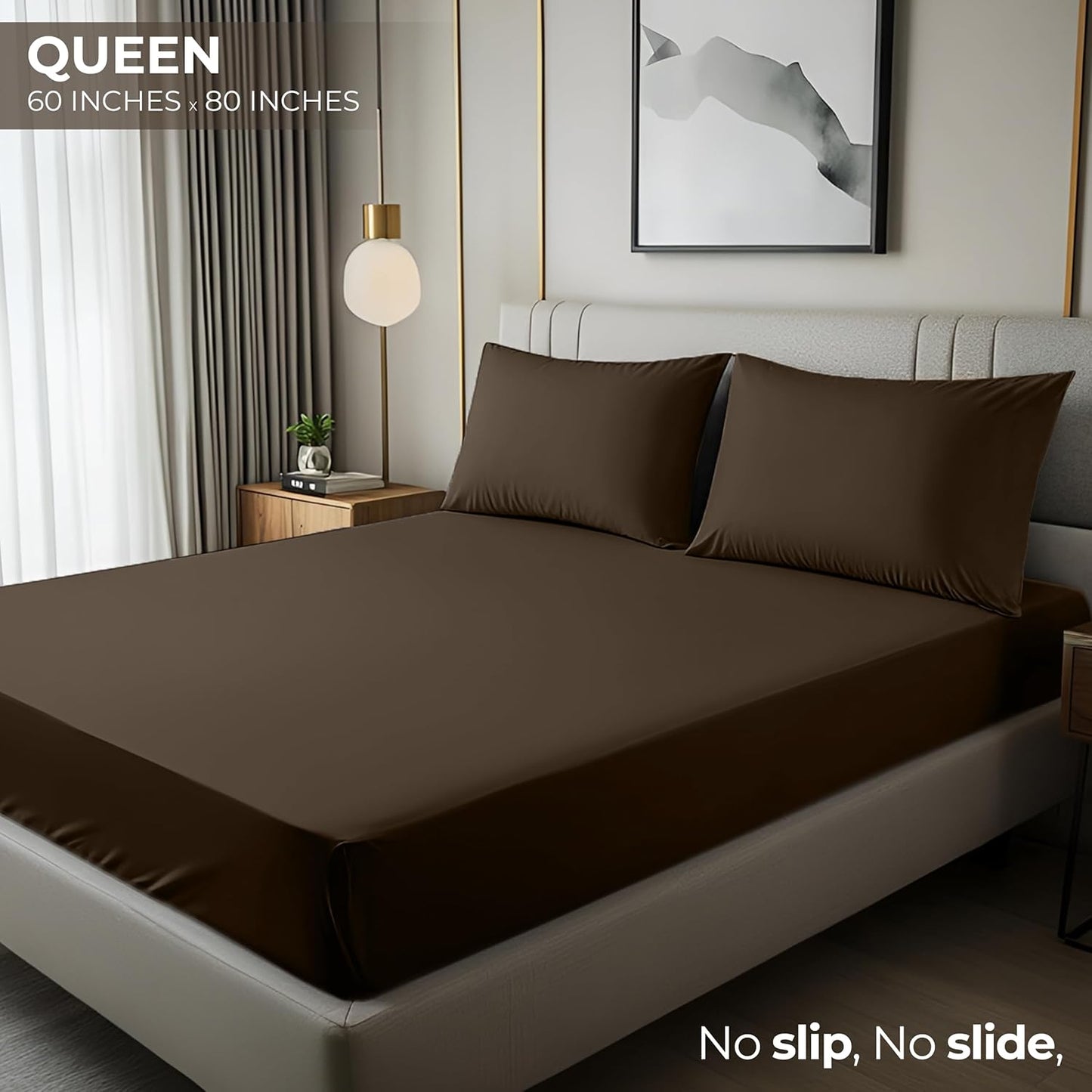 Utopia Bedding Queen Fitted Sheet - Soft Microfiber with Deep Pockets - Fade Resistant - Brown