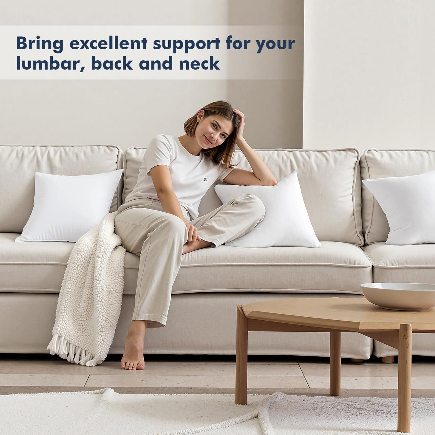 MIULEE Throw Pillow Inserts - Pack of 2, 12x20 Inch, 100% Virgin Fiber Filling for Bed & Couch