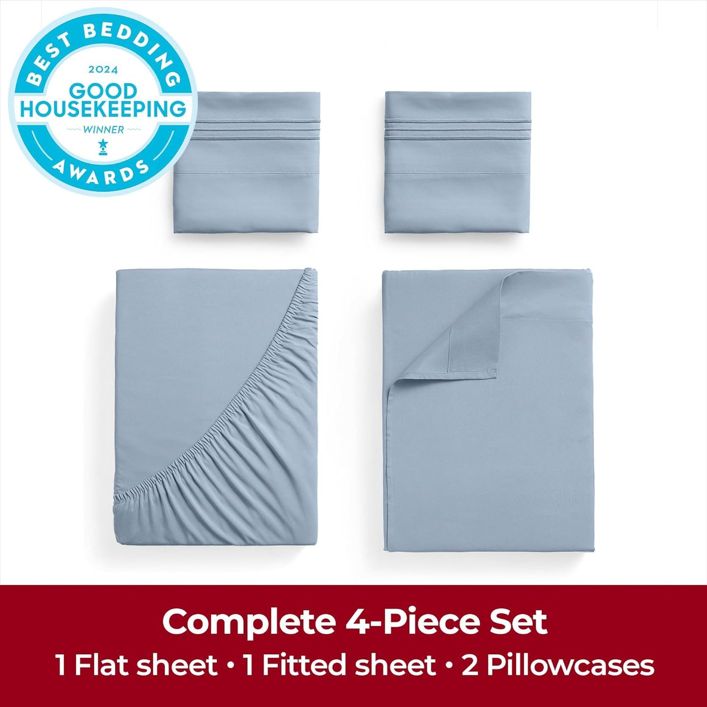 Mellanni Extra Deep Queen Sheets - Hotel Luxury Bedding | Ultra Soft, Cooling, Stain Resistant (Queen, Blue Hydrangea)