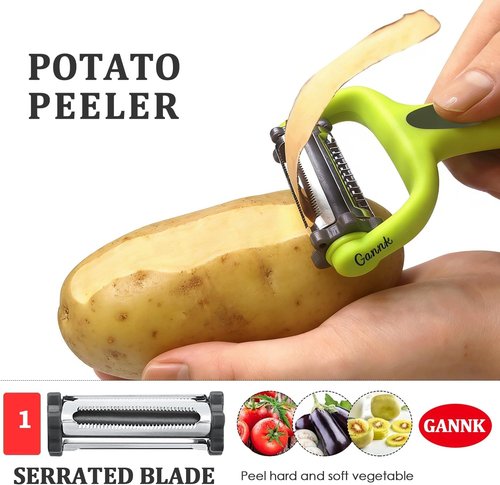 GANNK 3-in-1 Potato & Vegetable Peeler - Versatile I & Y Blade Design for Effortless Peeling