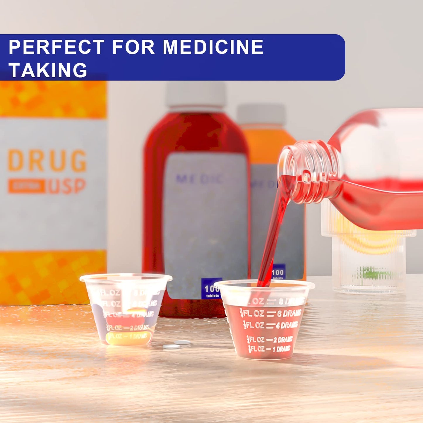 ReliMedPro Disposable Medicine Cups Graduated, pack of 300, 1 oz (30ml) Small Plastic Measuring Cup for Liquid Medication, Paint, Epoxy, Pill and Resin
