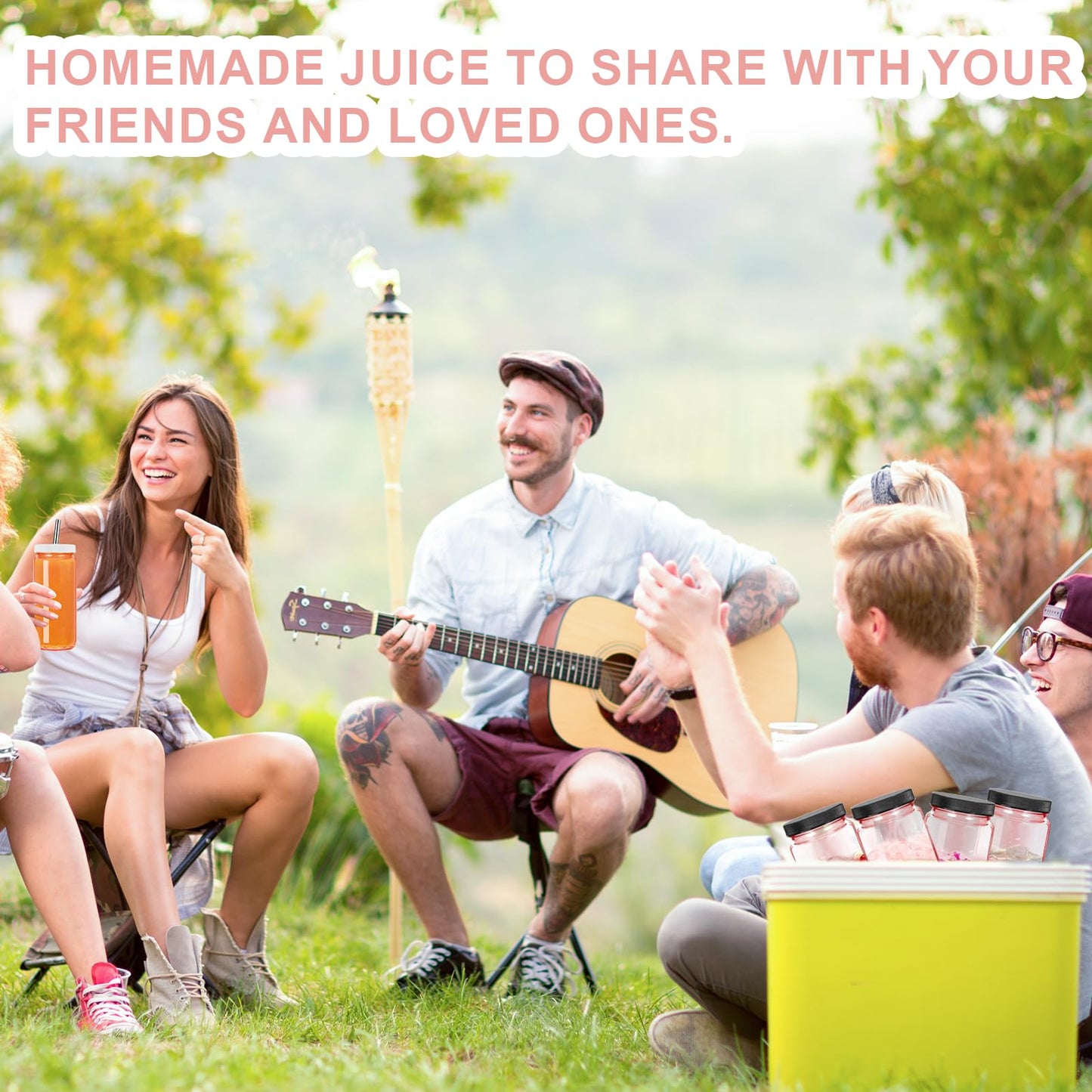 Ruckae Green 16oz 10 Pack Juice Bottles, Glass Bottles Juicing with Lids, Smoothie Cup Lids and Straws, Water Bottle Mason Jar Drinking Glasses for Juicing, Smoothies, Kombucha