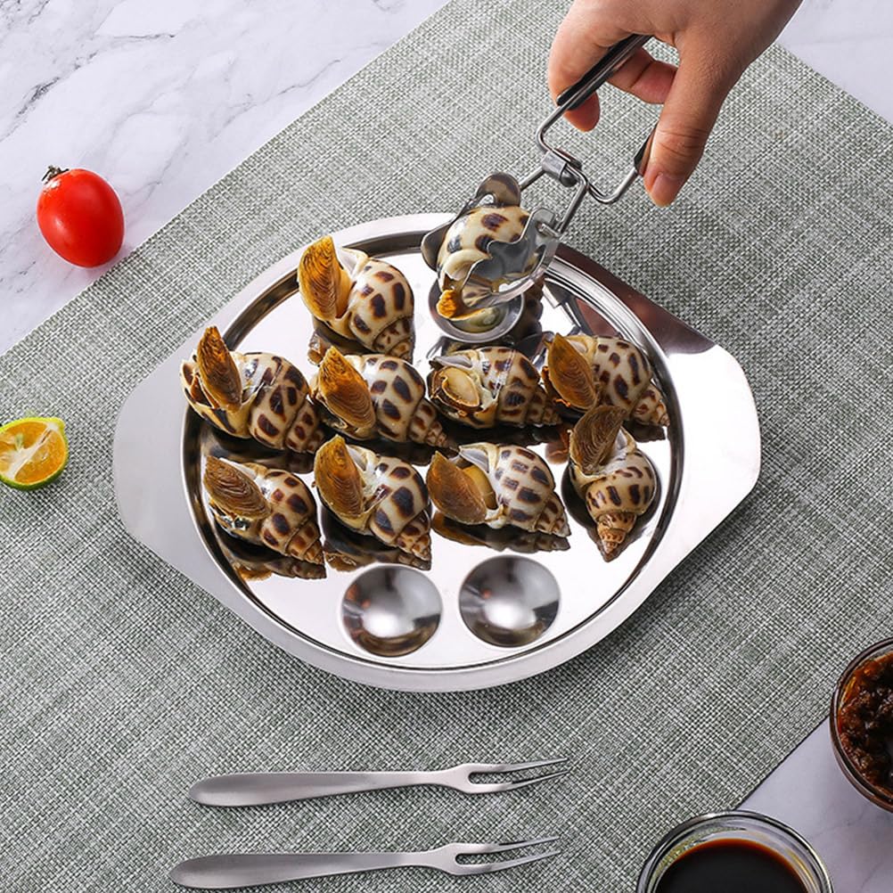 Luxshiny 6 Pcs Stainless Steel Escargot Tongs Snail Tong Food Serving Clips with Ergonomic Handles for Kitchen Dining and Seafood Serving