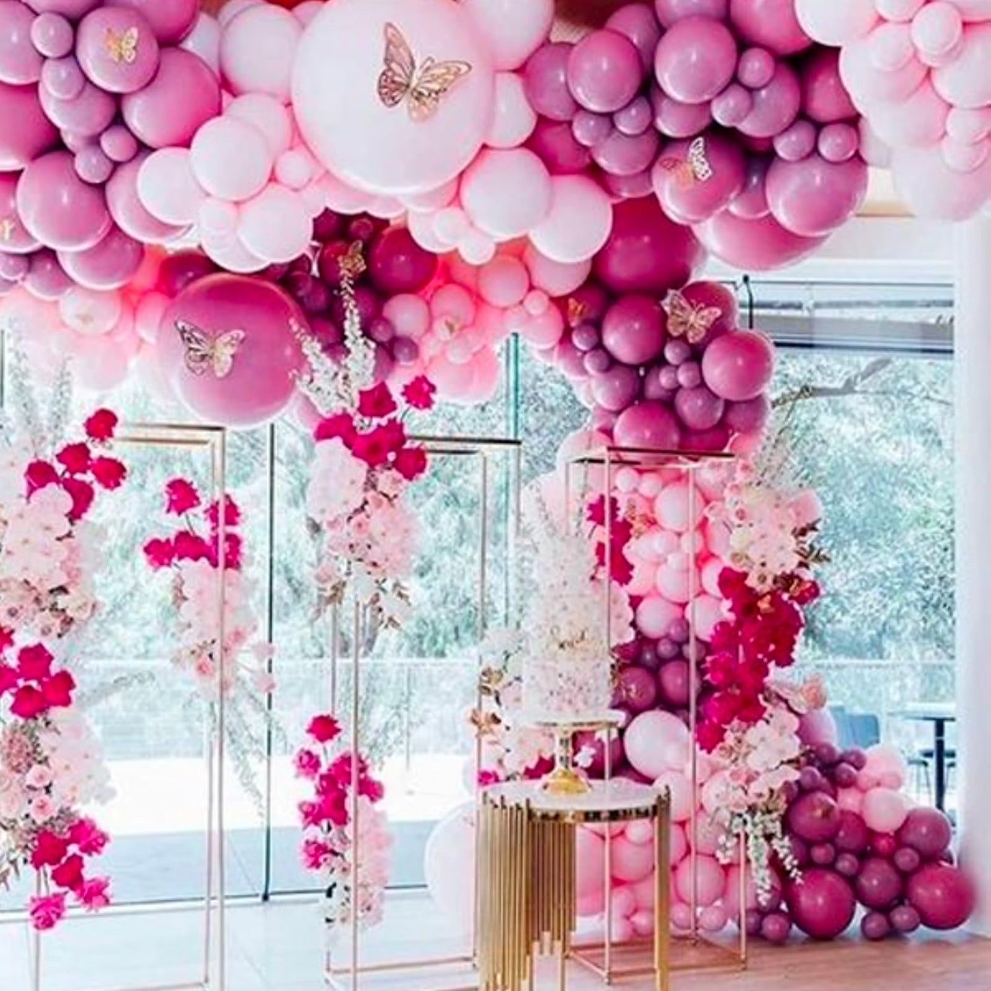 PartyWoo Hot Pink Balloons 140pcs Different Sizes of 18 12 10 5 Inch Metallic Pink Magenta Fuchsia Balloon Arch Kit for Engagement Bachelorette Baby Shower Anniversary Birthday Party Decorations