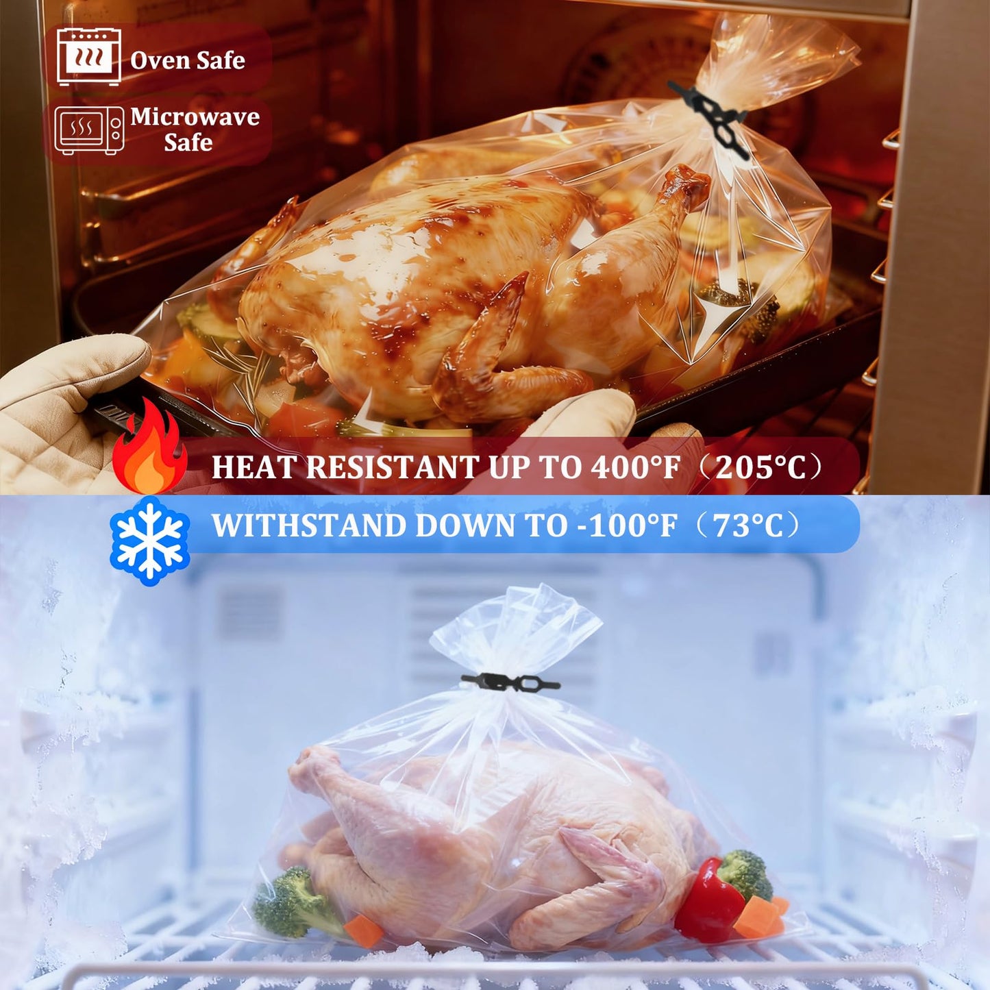 Turkey Oven Bags,Large Size 17’’ x 22’’, Oven Bags for Roasting, Turkey Bags Roasting Chicken, Meat & Fish Multi Purpose Cooking Bags, 12 Counts