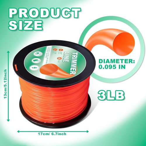 095 Trimmer Line - Heavy Duty Commercial Grade 0.095 Inch String Trimmer Line | 843 Ft, 3 Lb